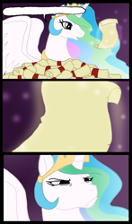 Size: 800x1360 | Tagged: safe, artist:cartoonlion, princess celestia, alicorn, pony, celestia's letter, comic, exploitable, frown, letter, scowl, scroll, speech bubble, spread wings, wings