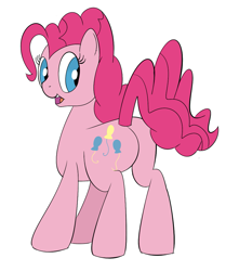 Size: 865x1035 | Tagged: safe, artist:astr0zone, pinkie pie, earth pony, pony, balloonbutt, butt, female, looking back, mare, open mouth, plot, practice drawing, rear view, simple background, smiling, solo, white background