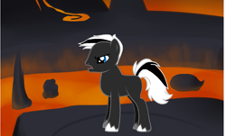 Size: 897x540 | Tagged: safe, oc, oc only, kaiju pony, pony, pony creator, blank flank, godzilla, godzilla (series), lava, ponified, solo, vector