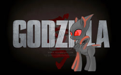 Size: 1024x640 | Tagged: safe, artist:god2000zilla, kaiju pony, extra legs, femuto, godzilla (series), godzilla 2014, muto, ponified, pregnant, red eyes, solo, watermark