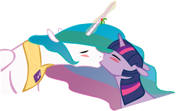 Size: 2272x1430 | Tagged: safe, artist:bri-sta, artist:perinigricon, princess celestia, twilight sparkle, alicorn, pony, female, kissing, lesbian, shipping, twilestia