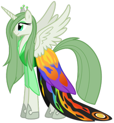 Size: 771x830 | Tagged: safe, artist:faith-wolff, oc, oc only, alicorn, kaiju pony, pony, fanfic:the bridge, alicorn oc, alicornified, clothes, disguise, dress, fanfic art, female, godzilla (series), mare, mothra, mothra lea, solo