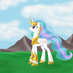 Size: 1400x1400 | Tagged: safe, artist:wolfypon, princess celestia, alicorn, pony, armor, helmet, solo