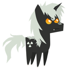 Size: 882x906 | Tagged: safe, artist:foreshadowart, kaiju pony, pony, unicorn, fanfic:the bridge, crooked horn, fangs, godzilla, godzilla (series), godzilla junior, male, orange eyes, pointy ponies, ponified, simple background, solo, stallion, transparent background