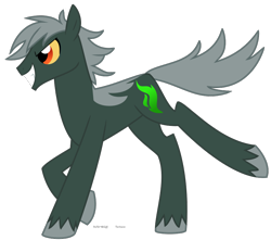 Size: 902x799 | Tagged: safe, artist:faith-wolff, earth pony, kaiju pony, pony, fanfic:the bridge, colored sclera, galloping, godzilla (gts), godzilla (series), grin, male, ponified, simple background, smiling, solo, stallion, transparent background, zilla junior