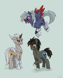 Size: 1645x2035 | Tagged: safe, artist:sethhm, kaiju pony, gigan, godzilla, godzilla (series), godzilla junior, monster x, ponified