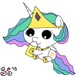 Size: 900x900 | Tagged: safe, artist:smilestallion, princess celestia, alicorn, pony, baby, simple background, solo, white background, younger