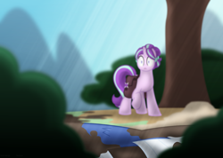 Size: 1108x788 | Tagged: safe, artist:faith-wolff, starlight glimmer, kaiju, kaiju pony, pony, unicorn, fanfic:the bridge, fanfic:the bridge: sound of thunder, alternate hairstyle, female, mare, mirror universe, mud, raiga, saddle bag, sirenified, species swap, story included