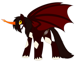 Size: 1505x1200 | Tagged: safe, artist:faith-wolff, oc, alicorn, kaiju pony, pony, fanfic:the bridge, alicorn oc, colored horn, curved horn, destoroyah, female, horn, mare, oxygen destroyer, ponified, solo