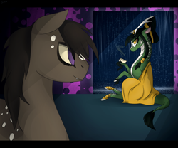 Size: 6000x5000 | Tagged: safe, artist:kyuuno-chan, oc, oc:ki seong, kaiju pony, kirin, original species, fanfic:the bridge, absurd resolution, anguirus, cloven hooves, duo, fanfic art, female, kirus, male, monster mare, ponified, stallion, unshorn fetlocks