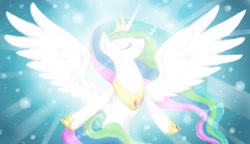 Size: 2800x1616 | Tagged: safe, artist:lilypadphi, princess celestia, alicorn, pony, magical mystery cure, glow, solo, void