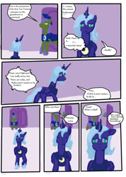 Size: 900x1267 | Tagged: safe, artist:lyun, princess luna, alicorn, pony, comic, female, male, mare, night guard, s1 luna, stallion