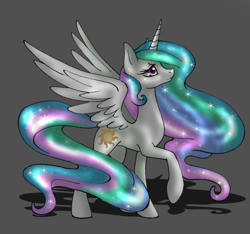 Size: 700x656 | Tagged: safe, artist:sugarcup, princess celestia, alicorn, pony, female, mare, multicolored mane, solo, white coat