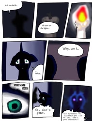 Size: 900x1182 | Tagged: safe, artist:lyun, nightmare moon, princess luna, alicorn, pony, candle, comic, female, mare