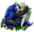 Size: 2534x2367 | Tagged: safe, artist:hilis, princess luna, oc, alicorn, kaiju, kaiju pony, pony, canon x oc, crossover, crossover shipping, eyes closed, female, flower, godzilla junior, kissing, lunazilla, male, shipping, simple background, straight, transparent background