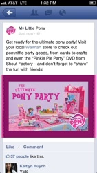 Size: 640x1136 | Tagged: safe, applejack, fluttershy, pinkie pie, princess celestia, rainbow dash, rarity, twilight sparkle, earth pony, human, pegasus, pony, unicorn, facebook, party supplies, text, walkin' talkin' pinkie pie