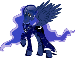 Size: 3155x2446 | Tagged: safe, artist:artist-apprentice587, princess luna, alicorn, pony, 70s, afro, alternate hairstyle, clothes, disco, dress, ear piercing, female, high res, mare, piercing, raised hoof, simple background, solo, transparent background