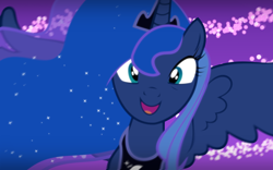 Size: 1440x900 | Tagged: safe, princess luna, alicorn, pony, female, mare, smiling, solo, wallpaper