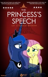 Size: 653x1036 | Tagged: safe, artist:wolfjedisamuel, fluttershy, princess luna, alicorn, pegasus, pony, crossover, duo, duo female, female, mare, movie poster, parody, sitting, sweat, the king's speech