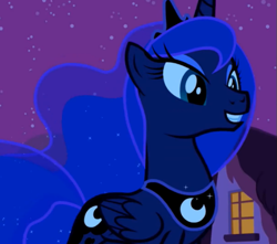 Size: 537x474 | Tagged: safe, screencap, princess luna, alicorn, pony, luna eclipsed, >:d, cropped, evil grin, female, grin, mare, smiling, smirk, solo