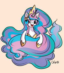 Size: 998x1127 | Tagged: safe, artist:lisaorise, princess celestia, alicorn, pony, cute, cutelestia, happy, long mane, smiling, solo