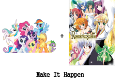 Size: 800x549 | Tagged: safe, applejack, fluttershy, pinkie pie, princess celestia, rainbow dash, rarity, spike, twilight sparkle, alicorn, dragon, earth pony, pegasus, pony, unicorn, exploitable meme, make it happen, rosenkreuzstilette