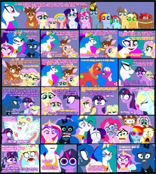 Size: 2458x2738 | Tagged: safe, artist:terry, applejack, big macintosh, caramel, cheerilee, fluttershy, pinkie pie, princess cadance, princess celestia, princess luna, rainbow dash, rarity, teddy, twilight sparkle, oc, alicorn, earth pony, pegasus, pony, unicorn, bambi, comic, crossover, disney, male, sailor moon, stallion, terry you magnificent bastard, you're the father