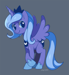Size: 400x432 | Tagged: safe, artist:jiayi, princess luna, alicorn, pony, animated, blinking, cute, female, gray background, mare, s1 luna, simple background, smiling, solo