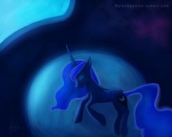 Size: 1280x1024 | Tagged: safe, artist:raikoh, princess luna, alicorn, pony, female, mare, on side, sleeping, solo