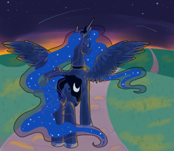 Size: 1000x870 | Tagged: safe, artist:badkittyxx, princess luna, alicorn, pony, moonbutt, plot, solo