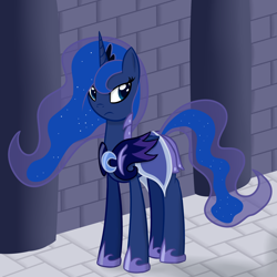 Size: 3000x3000 | Tagged: safe, artist:phoenixswift, princess luna, alicorn, pony, armor, castle, high res, solo