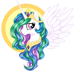 Size: 900x844 | Tagged: safe, artist:buckingawesomeart, princess celestia, alicorn, pony, crown, female, horn, mare, solo