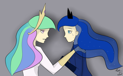 Size: 2975x1843 | Tagged: safe, artist:foreverincompetent, princess celestia, princess luna, crying, humanized