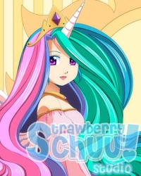 Size: 420x525 | Tagged: safe, artist:xenokurisu, princess celestia, horned humanization, humanized, solo, winged humanization