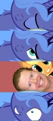 Size: 400x915 | Tagged: safe, applejack, princess luna, alicorn, earth pony, pony, bed meme, cockmongler, exploitable meme, meme, morning after, s1 luna, tenso, waking up