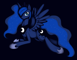 Size: 1280x1000 | Tagged: safe, artist:kloudmutt, princess luna, alicorn, pony, prone, simple background, solo