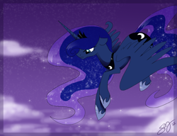 Size: 1300x1000 | Tagged: safe, artist:probablyfakeblonde, princess luna, alicorn, pony, female, horn, mare, night, solo