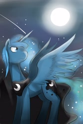 Size: 2000x3000 | Tagged: safe, artist:stupidyou3, princess luna, alicorn, pony, high res, shooting star, solo