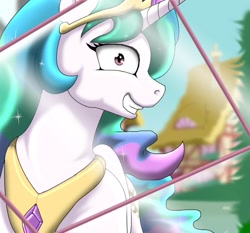 Size: 515x481 | Tagged: safe, artist:kitsuneyoukai, princess celestia, alicorn, pony, against glass, princess molestia, rapeface, solo, voyeur, window