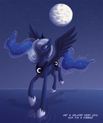 Size: 675x800 | Tagged: safe, artist:raynesgem, princess luna, alicorn, pony, female, horn, mare, moon, solo