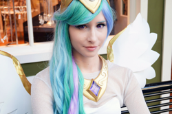 Size: 1024x681 | Tagged: safe, artist:littlekiddens, princess celestia, human, convention, cosplay, irl, irl human, katsucon, photo, solo