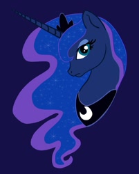 Size: 766x954 | Tagged: safe, artist:cluttercluster, princess luna, alicorn, pony, bust, looking at you, profile, simple background, solo