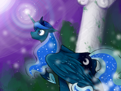 Size: 1200x900 | Tagged: source needed, useless source url, safe, artist:hahasauce, princess luna, alicorn, pony, raised hoof, solo