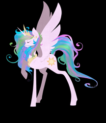 Size: 1483x1719 | Tagged: safe, artist:tomat-in-cup, princess celestia, alicorn, pony, black background, eyes closed, female, hoof shoes, mare, peytral, simple background, solo
