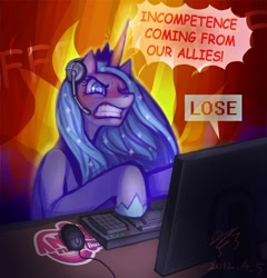 Size: 800x833 | Tagged: safe, artist:pmo0908, princess luna, alicorn, pony, female, gamer luna, horn, mare, solo