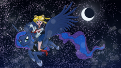 Size: 1920x1080 | Tagged: safe, artist:giantmosquito, princess luna, alicorn, pony, crossover, sailor moon, serena tsukino