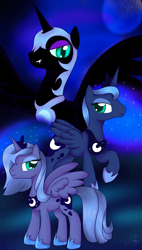 Size: 1560x2750 | Tagged: safe, artist:sierraex, nightmare moon, princess luna, alicorn, pony, lunar trinity, s1 luna