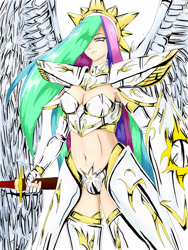 Size: 1200x1600 | Tagged: safe, artist:darkamerion, artist:igniamatis, princess celestia, armor, humanized, saint seiya, unconvincing armor