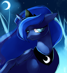 Size: 979x1061 | Tagged: dead source, safe, artist:si1vr, princess luna, alicorn, pony, bust, colored pupils, solo