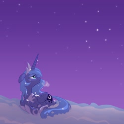 Size: 2150x2150 | Tagged: safe, artist:equestria-prevails, princess luna, alicorn, pony, cold, high res, night, prone, s1 luna, sad, snow, solo